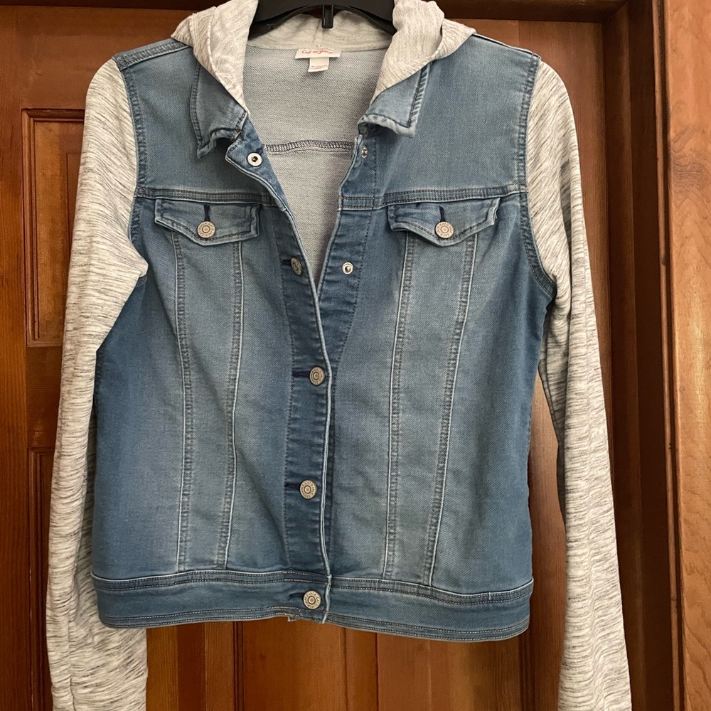 Cat & Jack Blue Denim Jacket with Gray Sleeves
